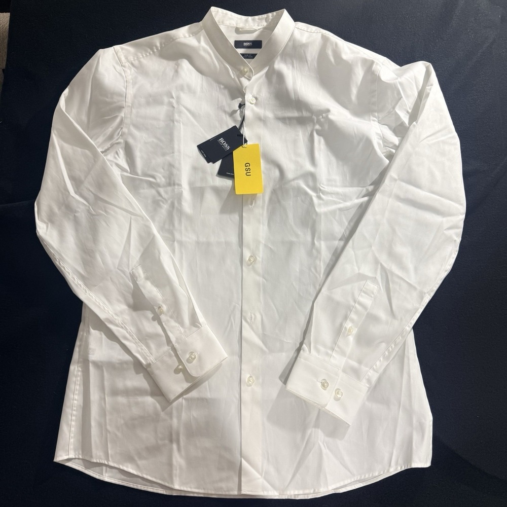 Hugo Boss Men's White Jordi GSU Slim Fit Dress Shirt 41 16